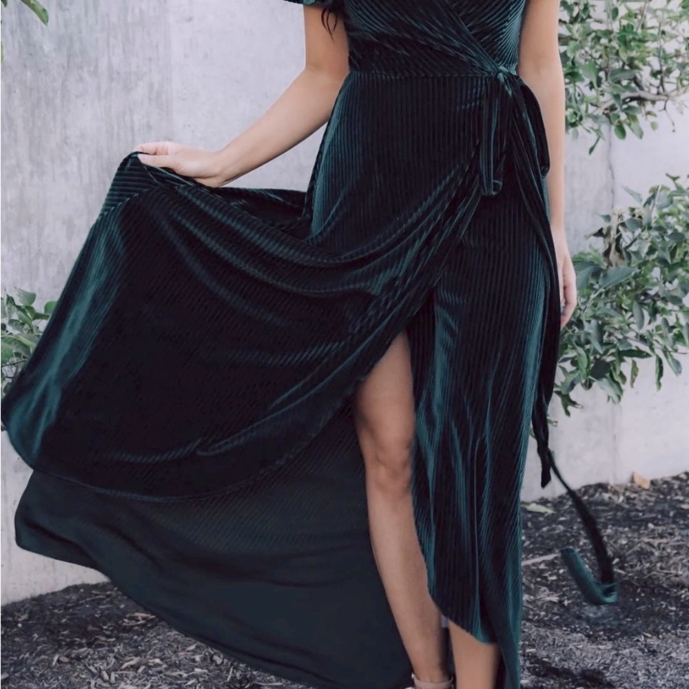Andi Ribbed Velvet Wrap Dress | Baltic Born | Size XS - Picture 5 of 7